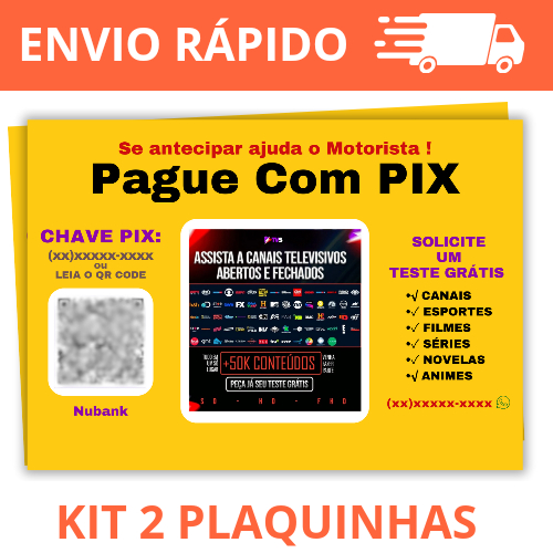 KIT 2 Plaquinhas Pix para Uber: (colocamos sua propaganda nela)