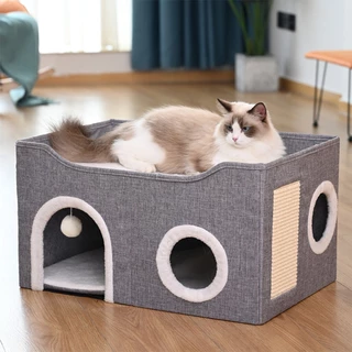 Casinha Gato Casa Caminha Para Gatos Pet 2 Andares Moderna Com Arranhador Sisal Luxo