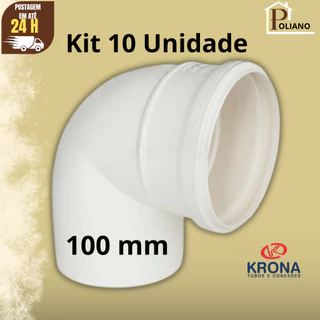 Kit 10 Joelhos Esgoto 100mm de 90 Graus PVC Branco Cotovelo Krona