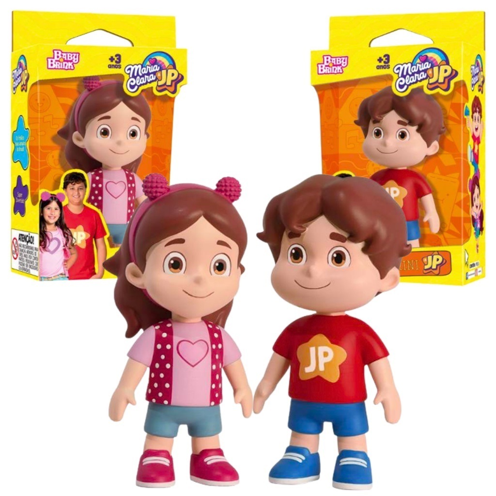 Kit Mini Boneca Maria Clara + Boneco JP Original Articulados Em Vinil - Baby Brink