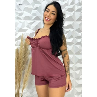 Baby Doll Amamentação Pijama Pós Parto Short Doll Feminino Gestante | 090
