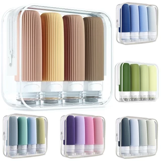 Kit Frascos Potes Viagem Silicone 90ml Condicionador Shampoo Creme Cosméticos 4 peças
