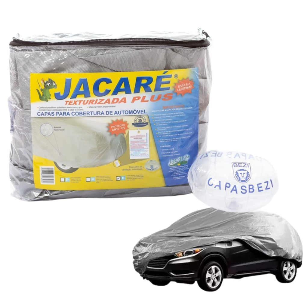 Capa de Cobrir Carro Jacaré 100% Impermeável Forro Central Proteção Sol Chuva Anti UV