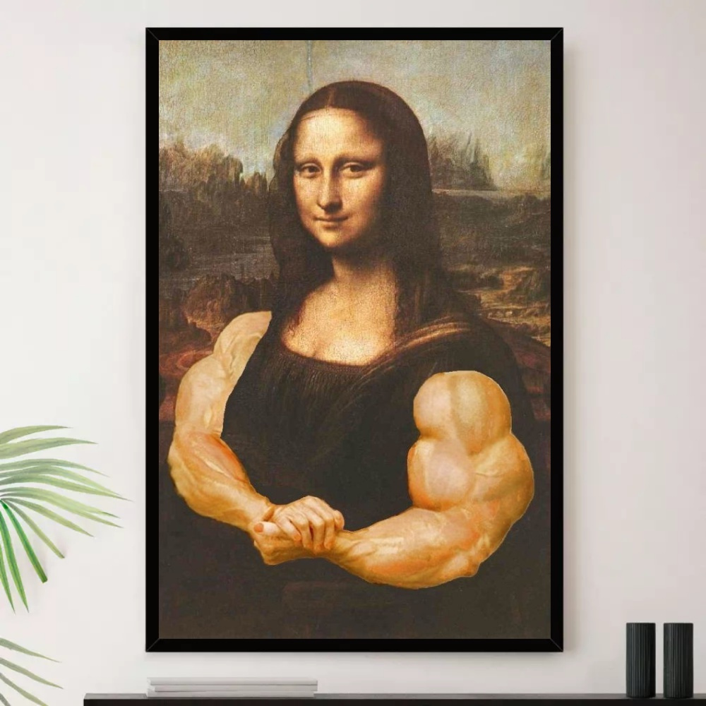 Quadro decorativo mdf 70x50 alta resolução 4k monalisa forte academia