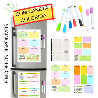 Lousa Magnetica Geladeira Porta Recados Anotações Planner Com Caneta Colorida