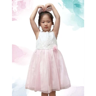 Vestido Infantil Princesa com Babado Branco e Rosa