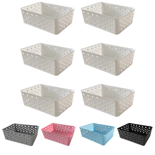 Kit 6 Cestos Organizador Premium Empilhável Multiuso Armário 19x14x6