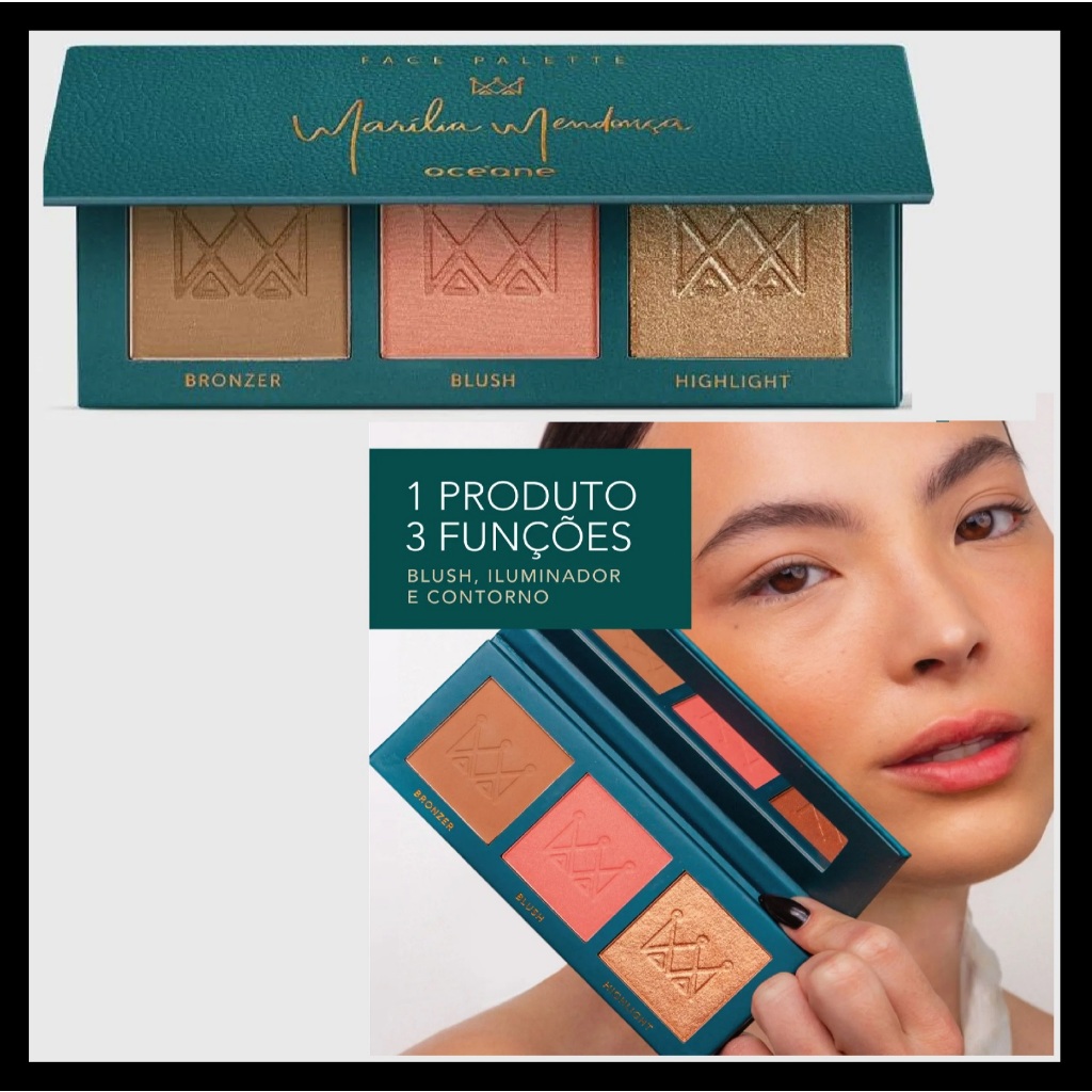 Paleta Multifuncional Marília Mendonça By Océane - Face Palette Blush, Contorno e Iluminador em 1 só produto