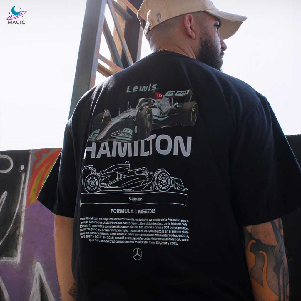 Camisetas F1 escuderia Mercedes-AMG Lewis Hamilton Fórmula 1 unissex 100% algodão