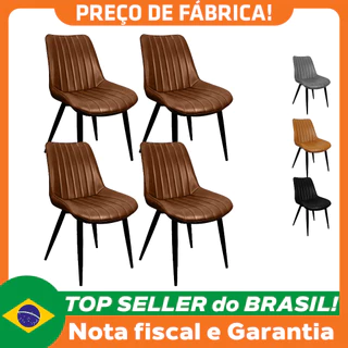 Cadeiras Chicago Poltrona Estofada Tainá Pu Vintage Retro Pés Preto