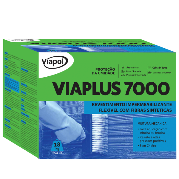 Argamassa Polimérica Viaplus 7000 Fibras 18kg Viapol Impermeabilizante
