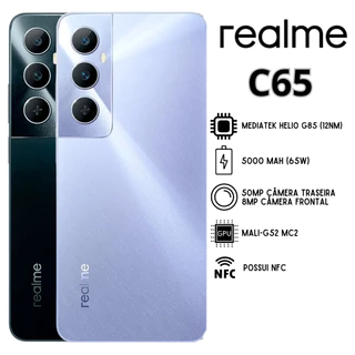 Celular Realme C65 | Câmera 50MP , Processador MediaTek Helio G85 (12nm), Bateria 5000 mah, Carregamento 65W , Versão Global , Envio do Brasil