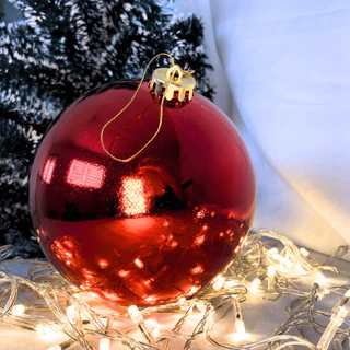 Bola De Luxo Natal Grande 14cm Brilhante Lisa Vermelha Decoração Natalina Perfeita para Árvores Grandes Linha Premium