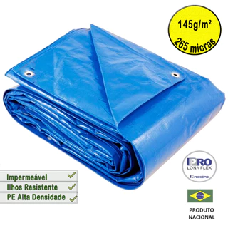 Lona Grossa Azul 265 micras Plástica impermeável Carga Carreteiro Piscina reforçada proteção uv