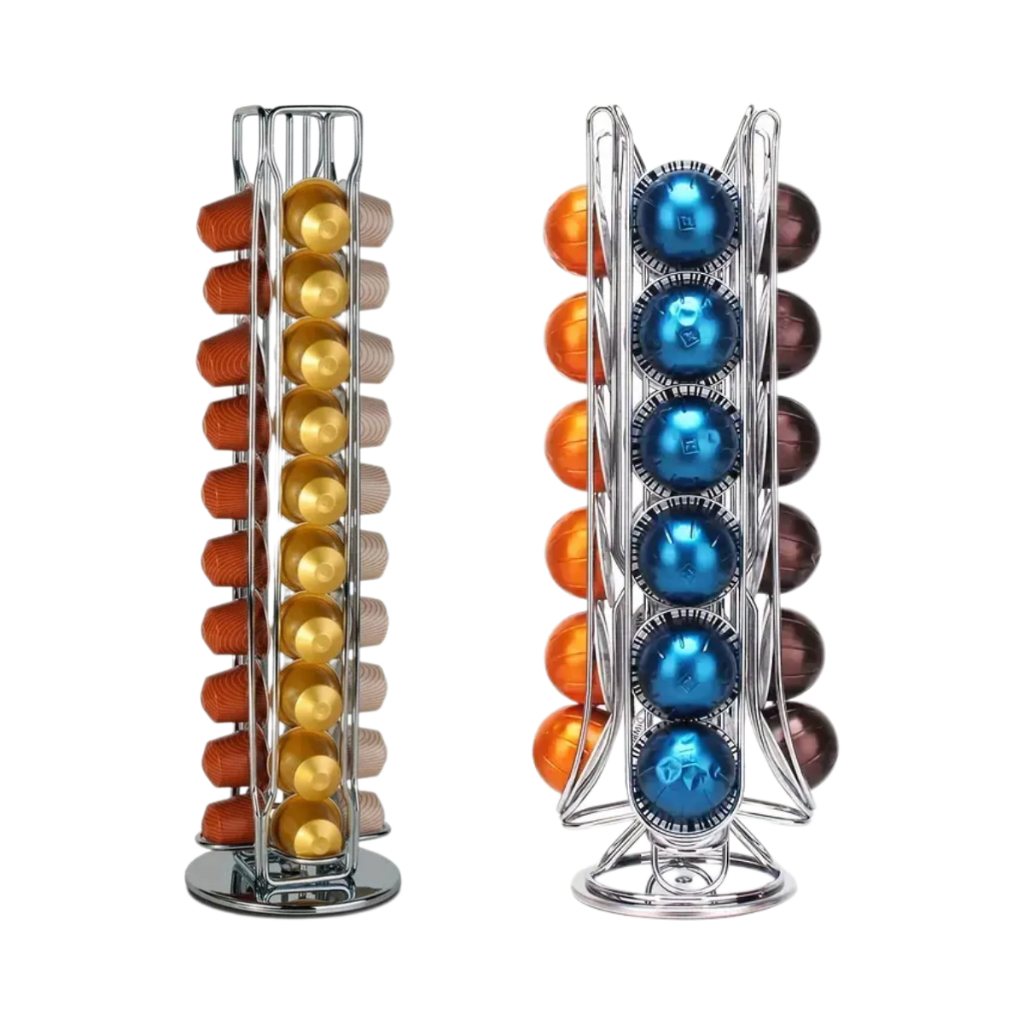 Suporte Giratório Cromado Porta Cápsulas Café Nespresso Original E Vertuo