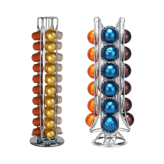 Suporte Giratório Cromado Porta Cápsulas Café Nespresso Original E Vertuo