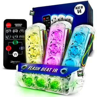 Kit 4 Strobos Flash Beat IR V4 Controle Som Automotivo Rgb Zendel
