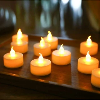 Kit 4/6/10/24 Mini Velas LED Branco Quente Bateria Inclusa p/ Decoração Dia dos Namorados Jantar Spa Casamento Halloween Natal