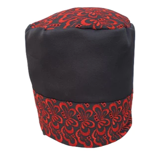 Ekete / Filá / Equete / Gorro Umbanda Candomblé Barrado Alto Vermelho e Preto