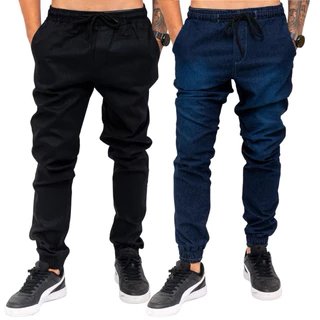 Kit 2 Calça Jogger Masculina Adulto Slim Moda Direto da Fábrica Joger Com Punho novidade