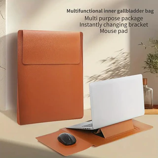 Bolsa Multiuso Para Macbook air M2 13,6 15 a16,2" Capa De Couro PU Com Suporte De Mouse Pad