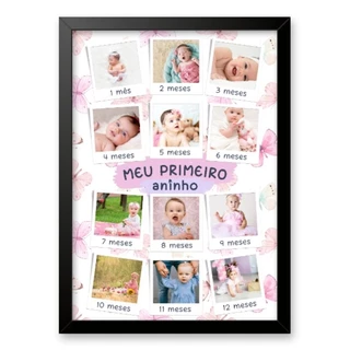 Quadro personalizado meu primeiro ano quadro maternidade moldura com vidro