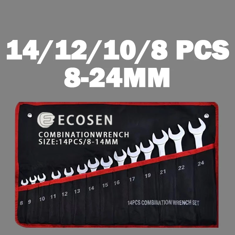 8 10 12 14 peças de Profissional Chave Ferramenta Combinada Em Aço Carbono vanádio Métrica 8 24mm