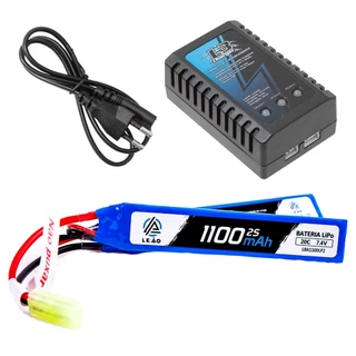 Lipo Leão 7.4v 1100mah 2s 20c + Carregador B3 AEG M4 AEG Rifle M4 Rossi Qgk 7.4V/2S(2 pack)
