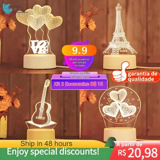 【9.9 grande venda】💕Luminária de Mesa de LED 3D Criativa/Luz Noturna Decorativa Cor Base Aleatória