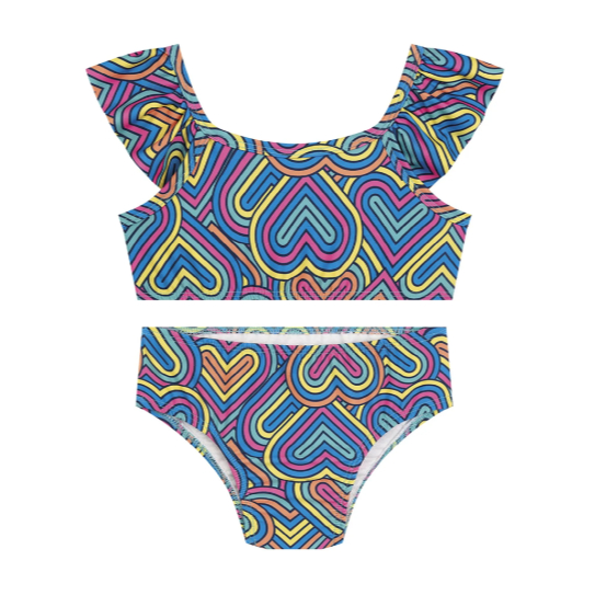 Conjunto biquini infantil Tchibum Tam 3 Babados moda praia meninas ...