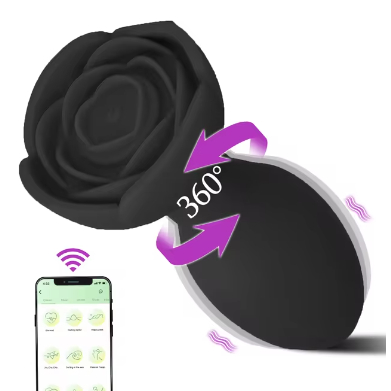 Plug Anal Rosa Giratória com Vibração e Aplicativo SEX SHOP