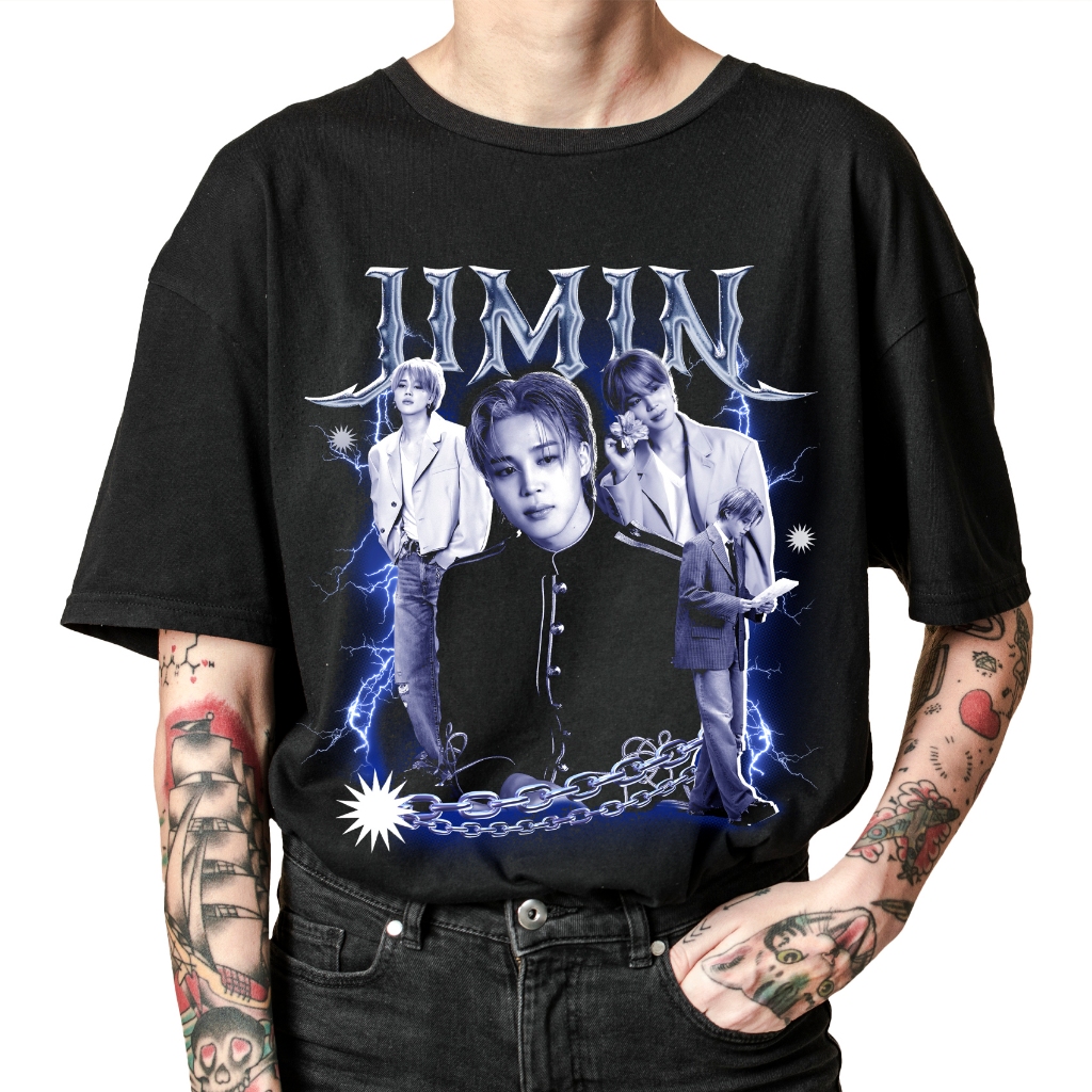 BTS JIMIN Tシャツ Camiseta Jimin BTS Preta de Algodão Unissex T shirt Jimin Park