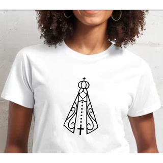 Camisa camiseta blusa Algodão Nossa Senhora Aparecida Linear Feminina Oferta Promoção barato