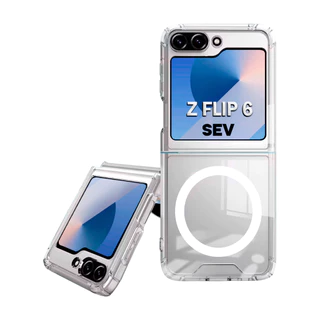 Capa Transparente Magsafe Para Galaxy Z Flip 6 Capinha Acrílico Anti Amarelamento Slim Case