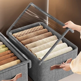 Kit 2 Caixa de Roupa Organizador Cinza Dobrável e Tecido Impermeável 45×28×9cm