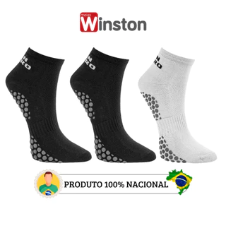 Kit 3 Pares Meia Antiderrapante Unissex Masculina Feminina Pilates Yoga Hidroginástica Esportes