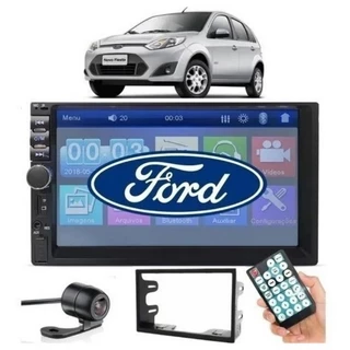 Multimídia Mp5 2 din Bluetooth + câmera de ré + moldura Fiesta.