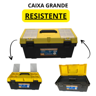 caixa de ferramentas maleta reforçada grande 19.5 com bandeja articulada eletrecista encanador mecânico