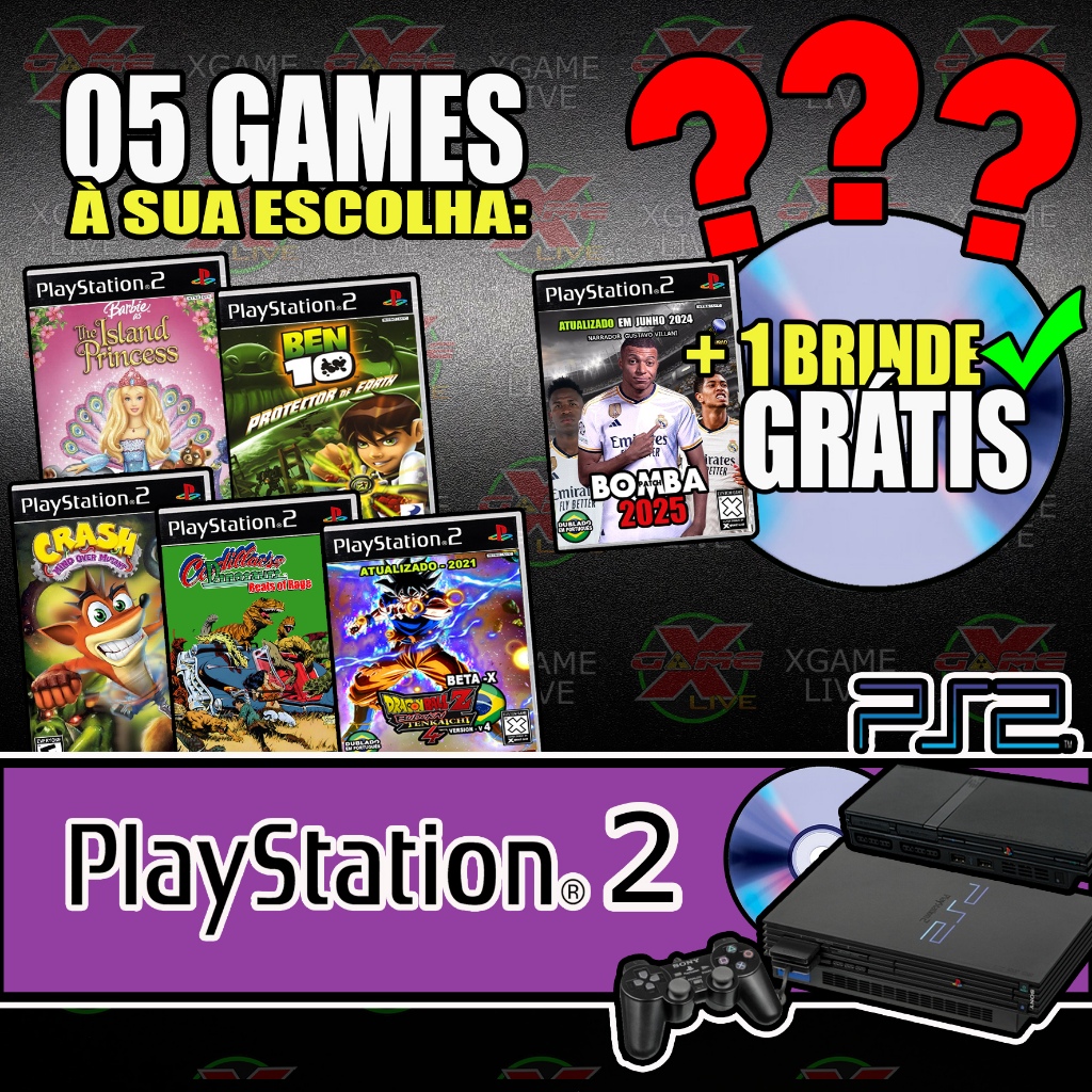 05 GAMES PS2 + 1 GAME Extra A sua escolha - By XGAMELIVE | Shopee