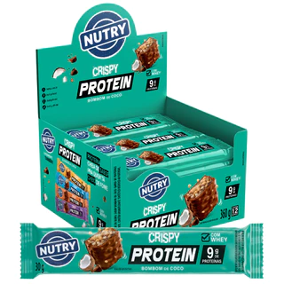 Barra De Proteína Nutry Crispy Bombom de Coco Protein Bar Nutry Cx C/12 Unidades - Nutrimental