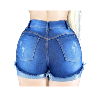 "Short jeans feminino com lycra escura: o toque de modernidade que seu guarda-roupa precisa!"