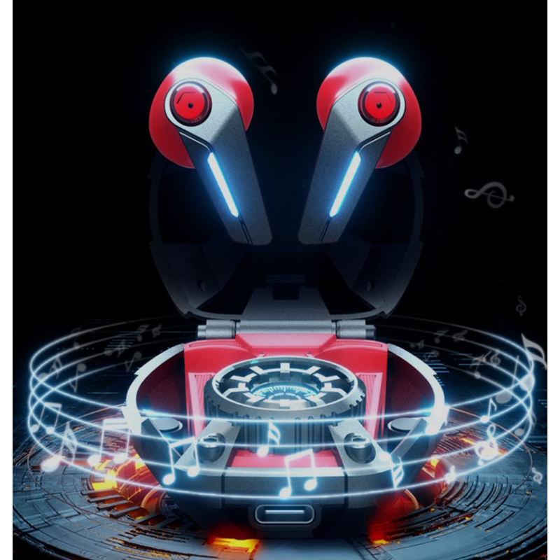 Iron Man Bluetooth Gaming Headset Metal Shell Vermelho