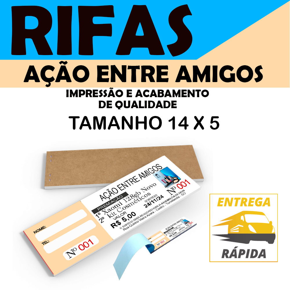 Rifas / Ação entre Amigos / 1500 números Personalizados
