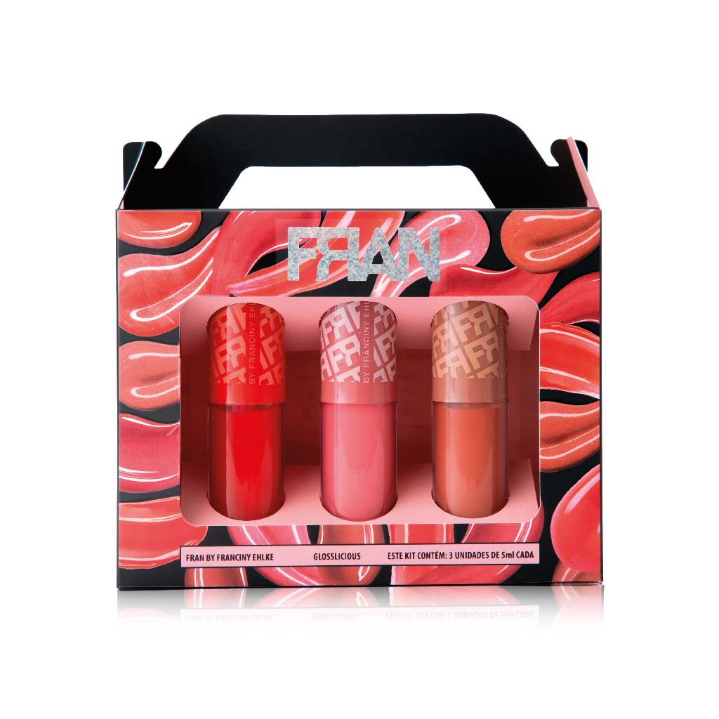 KIT FRAN GLOSSLICIOUS BY FRANCINY EHLKE - COOKIE LIPS, CHERRY LIPS E JUICY LIPS