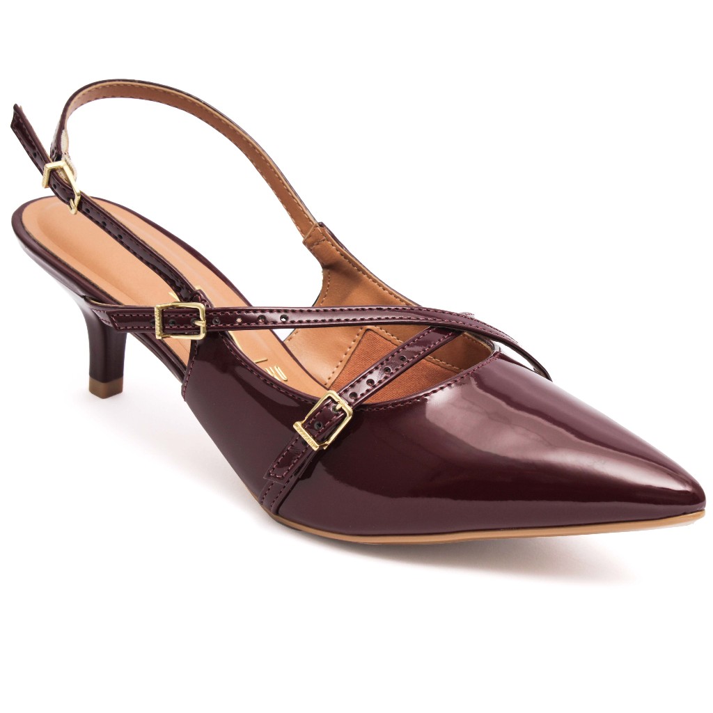 Scarpin Vizzano Slingback Feminino Salto Baixo Fivelas | Shopee Brasil