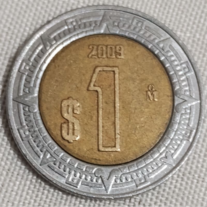 Moeda Bimetálica 1 peso 2009 Mexico 🇲🇽
