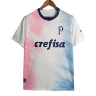 Camisa de Futebol Personalizada Branca e Rosa S.E Palmeiras Modelo Exclusivo Masculino | Dry Fit - LIQUIDA-MK!