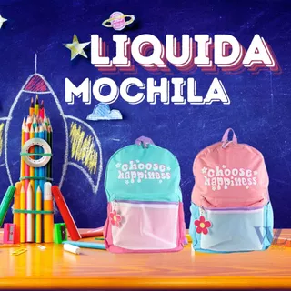 Mochila Infantil Escolar Divertida Feminina para Dia Dia e Passeio Bolsa Choose Happiness - Sortida