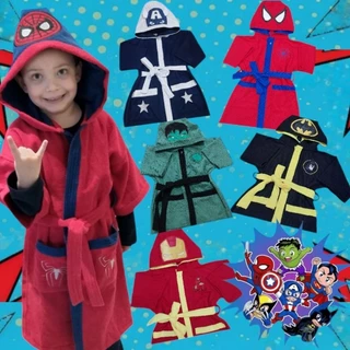 Roupão Infantil com Com Capuz Bordado Super Heróis Personalizado com Nome