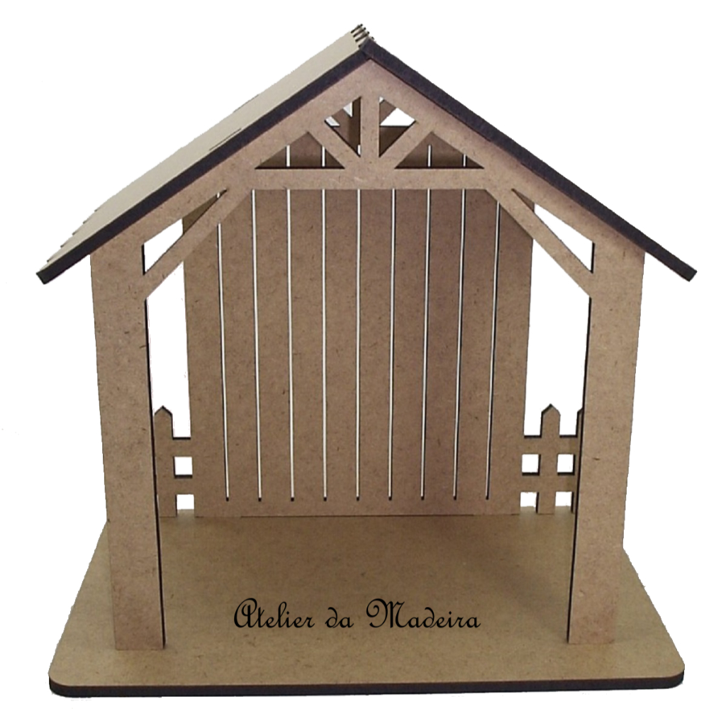 Presépio Casinha 30cm base 21x34cm MDF